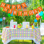Hooqict Orange Happy Birthday Banner - Festive Backdrop & Party Decor