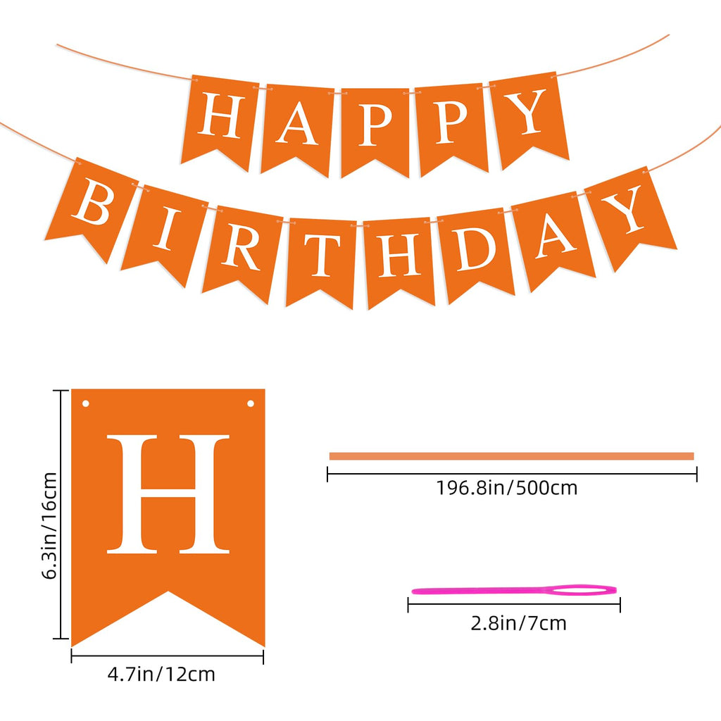 Hooqict Orange Happy Birthday Banner - Festive Backdrop & Party Decor