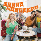 Hooqict Orange Happy Birthday Banner - Festive Backdrop & Party Decor