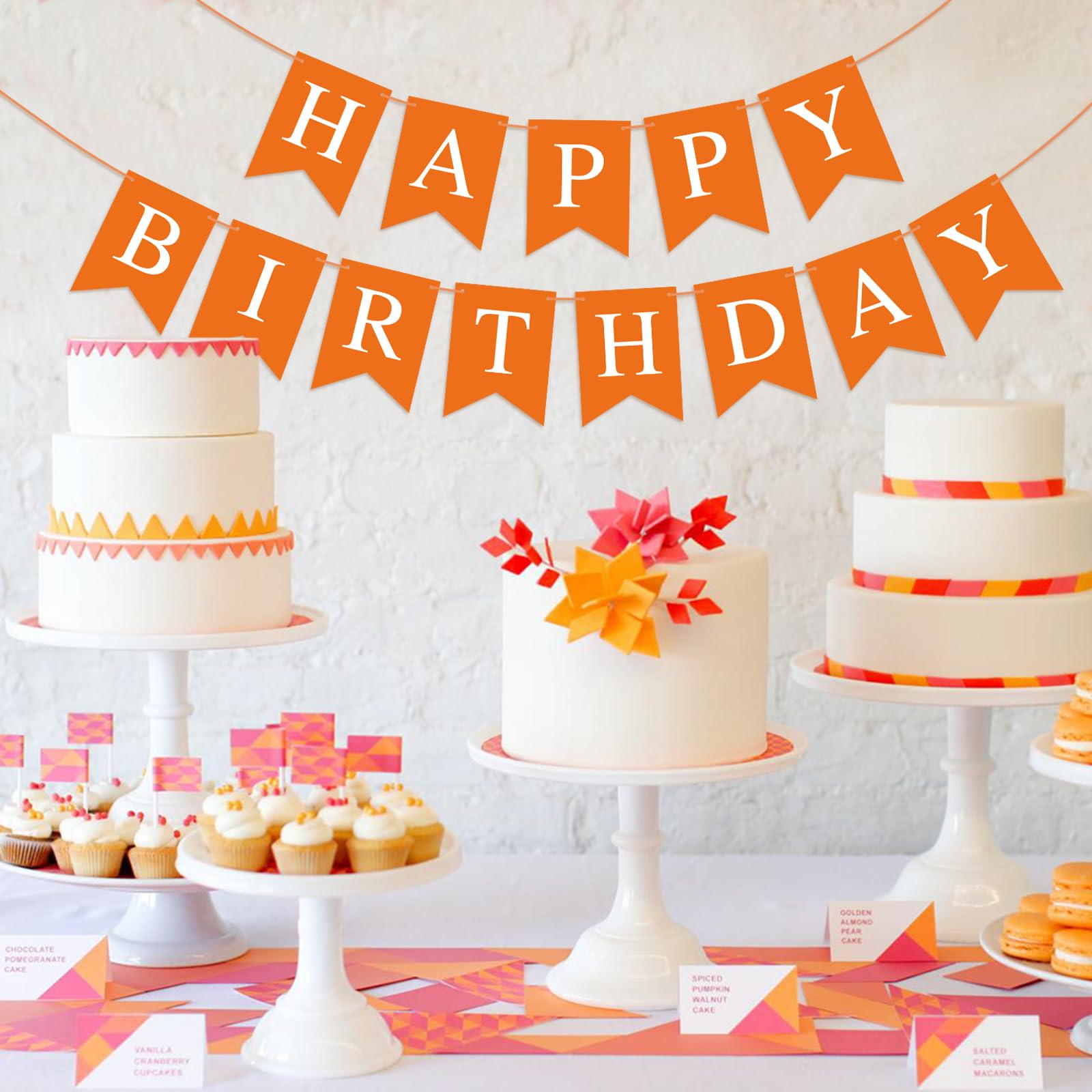 Hooqict Orange Happy Birthday Banner - Festive Backdrop & Party Decor