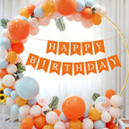 Hooqict Orange Happy Birthday Banner - Festive Backdrop & Party Decor