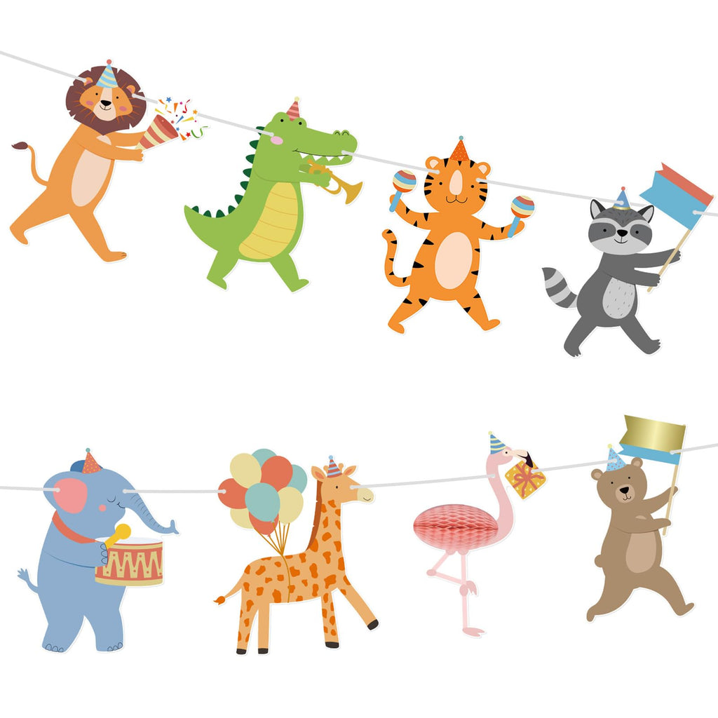 Hooqict Party Animal Banner – 8 Animal Patterns Birthday Garland