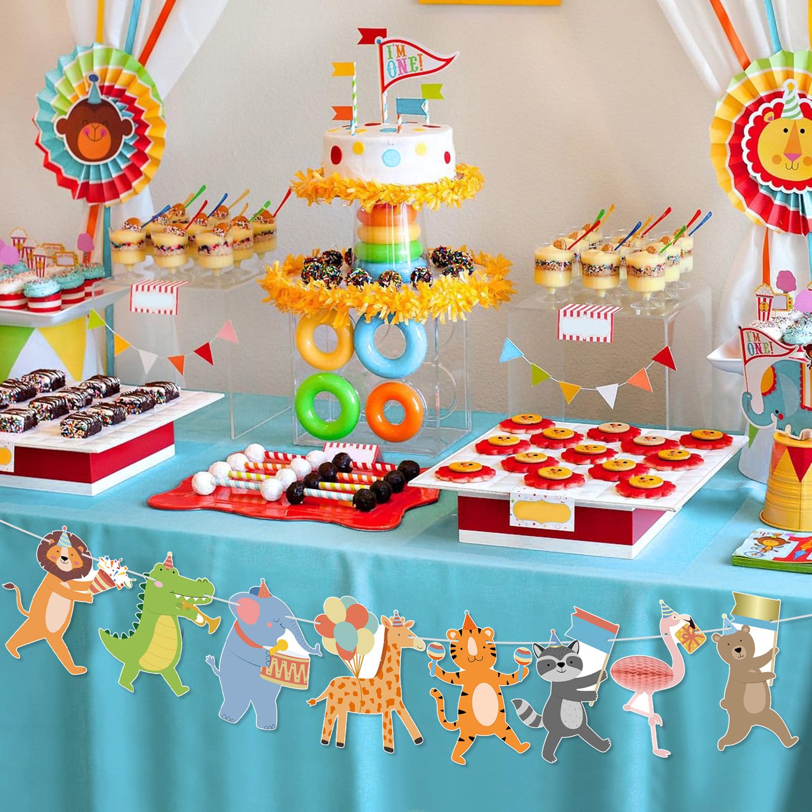 Hooqict Party Animal Banner – 8 Animal Patterns Birthday Garland