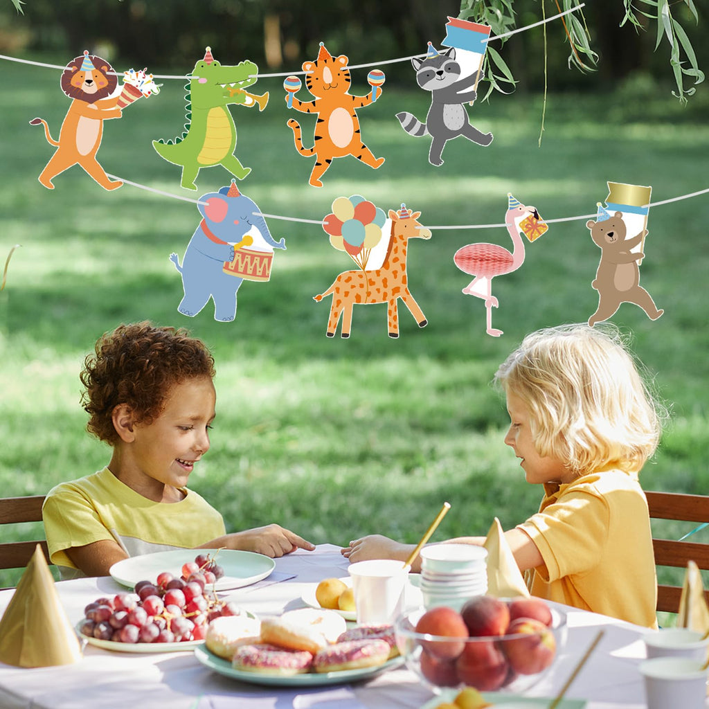 Hooqict Party Animal Banner – 8 Animal Patterns Birthday Garland