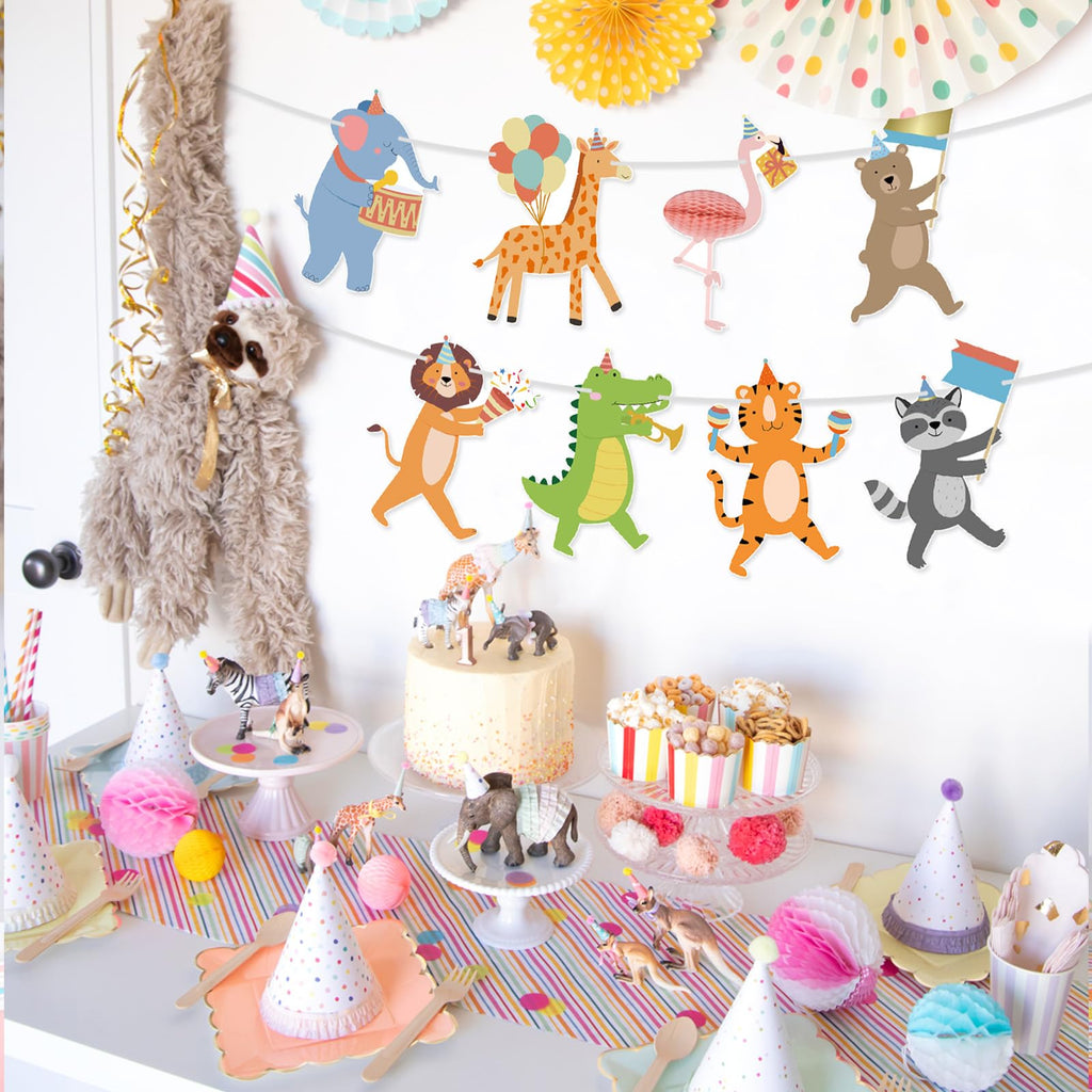 Hooqict Party Animal Banner – 8 Animal Patterns Birthday Garland