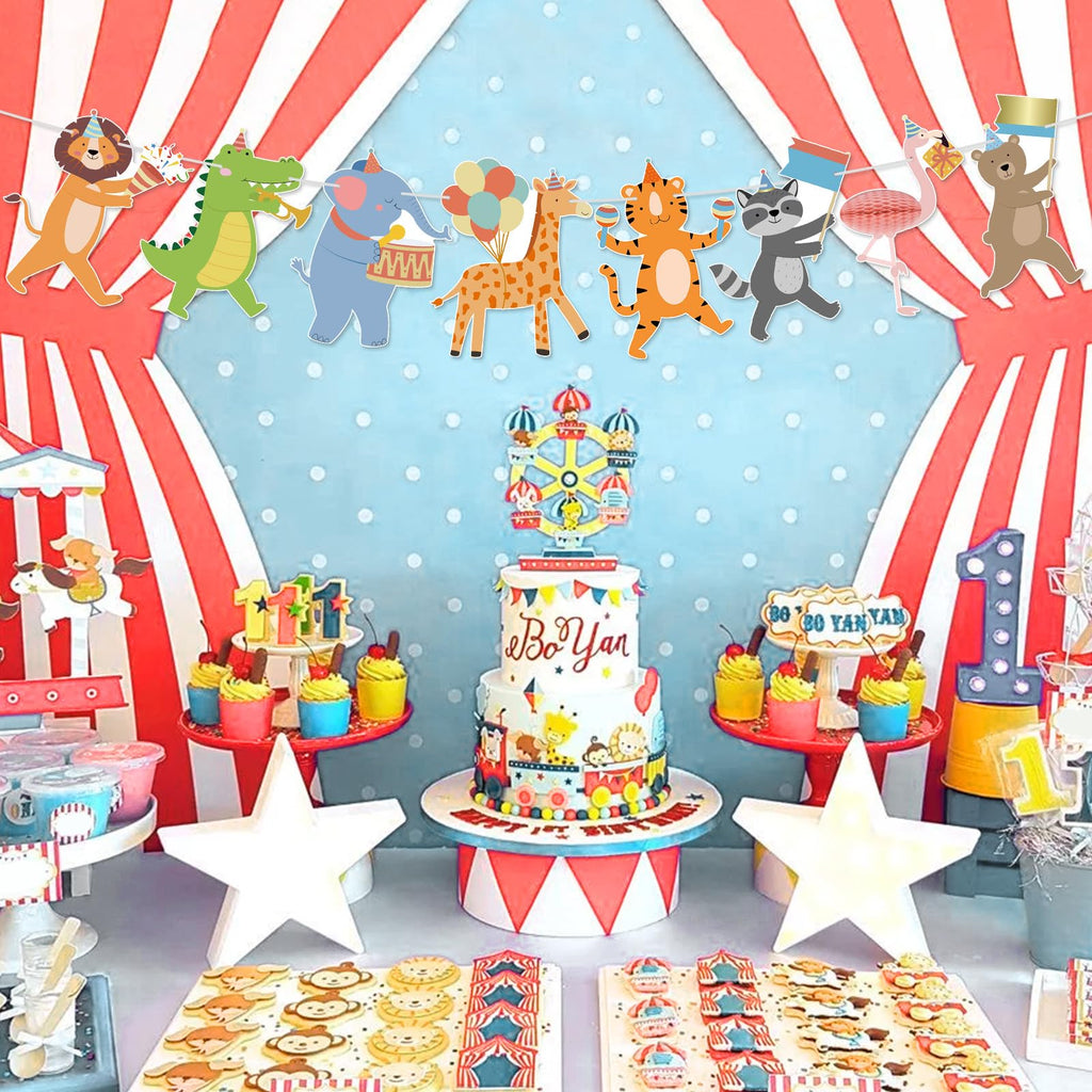 Hooqict Party Animal Banner – 8 Animal Patterns Birthday Garland