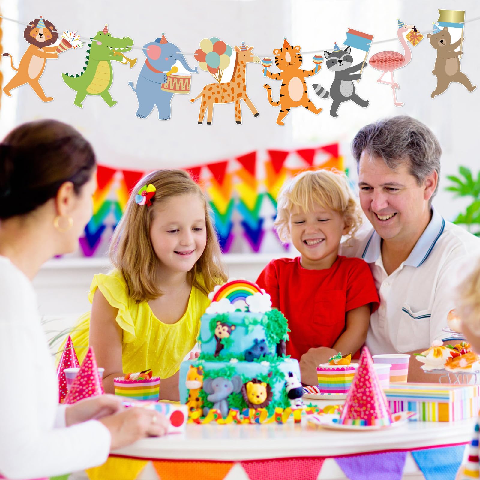 Hooqict Party Animal Banner – 8 Animal Patterns Birthday Garland
