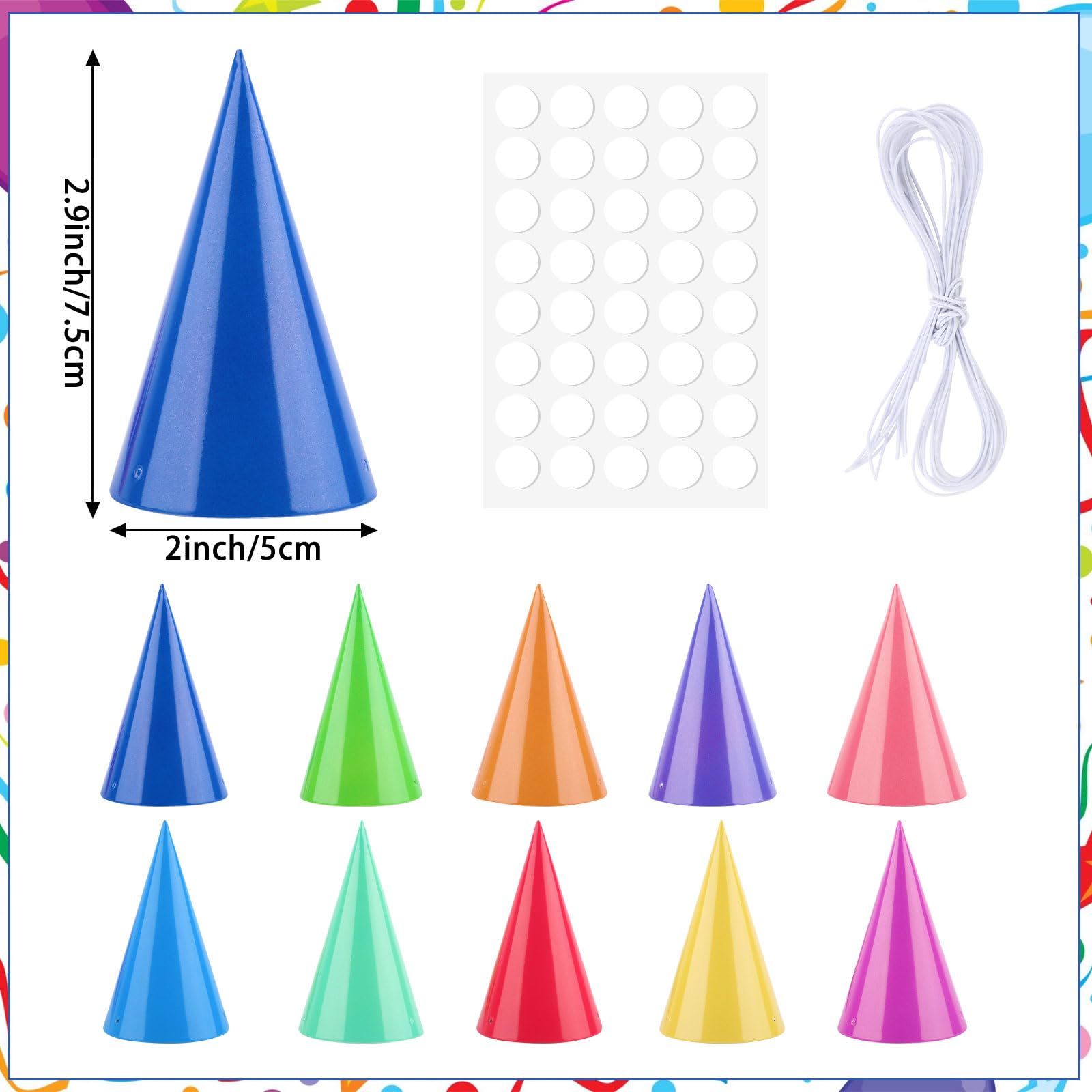 Hooqict 10er-Pack Mini-Partyhüte für Stofftiere, Haustiere & Spielzeug – Bunte Kegel-Geburtstagsdeko
