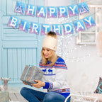 Hooqict Frozen Happy Birthday Banner – Winter Wonderland Party Decor