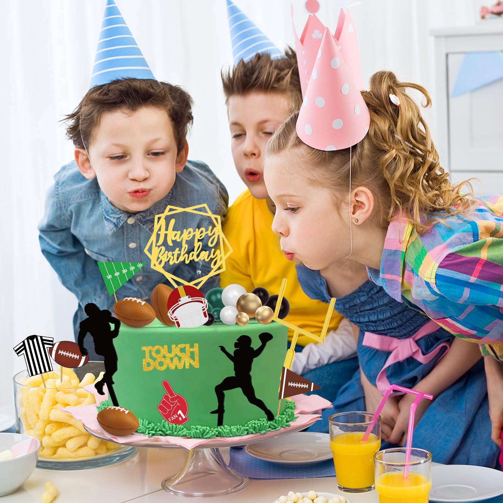 Hooqict 28-Piece Football Cake Toppers Set – Game Day Party Decor for Birthday Cakes