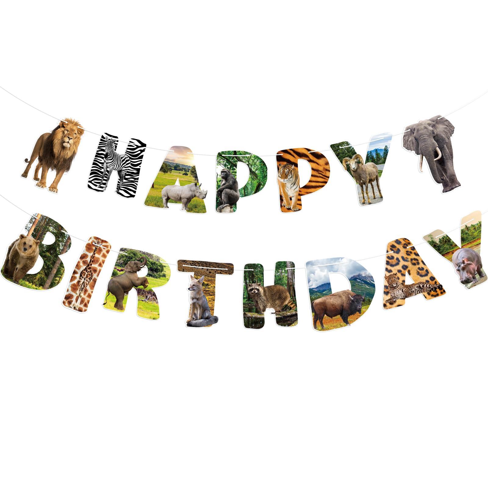 Hooqict Safari Animals Birthday Banner – Jungle Party Decorations for Kids