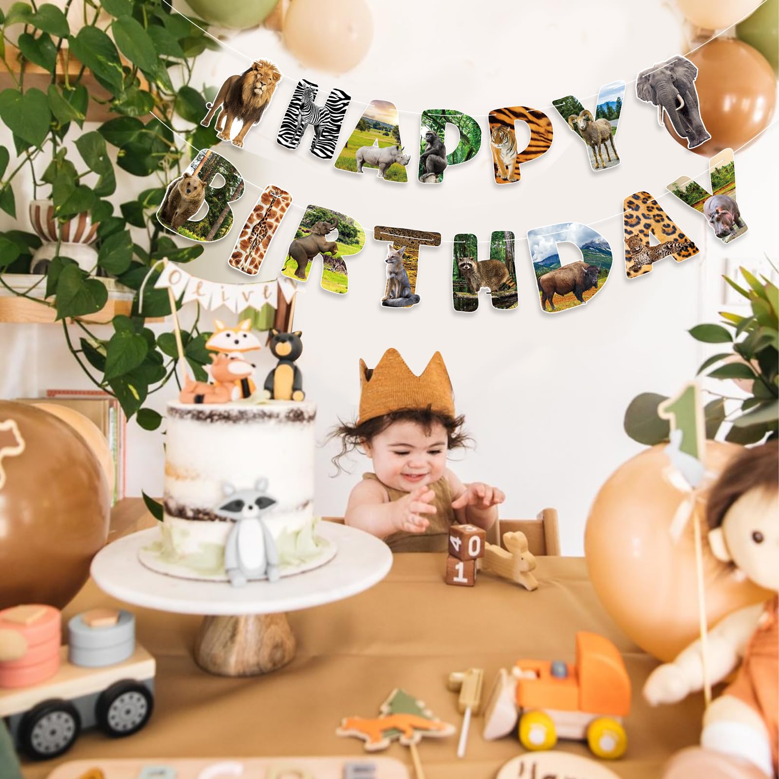 Hooqict Safari Animals Birthday Banner – Jungle Party Decorations for Kids