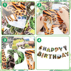 Hooqict Safari Animals Birthday Banner – Jungle Party Decorations for Kids