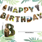 Hooqict Safari Animals Birthday Banner – Jungle Party Decorations for Kids
