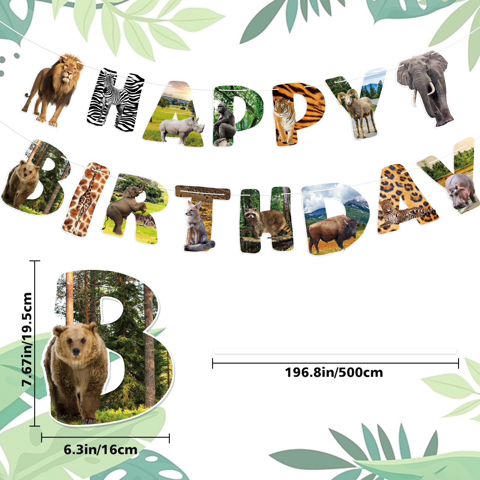Hooqict Safari Animals Birthday Banner – Jungle Party Decorations for Kids