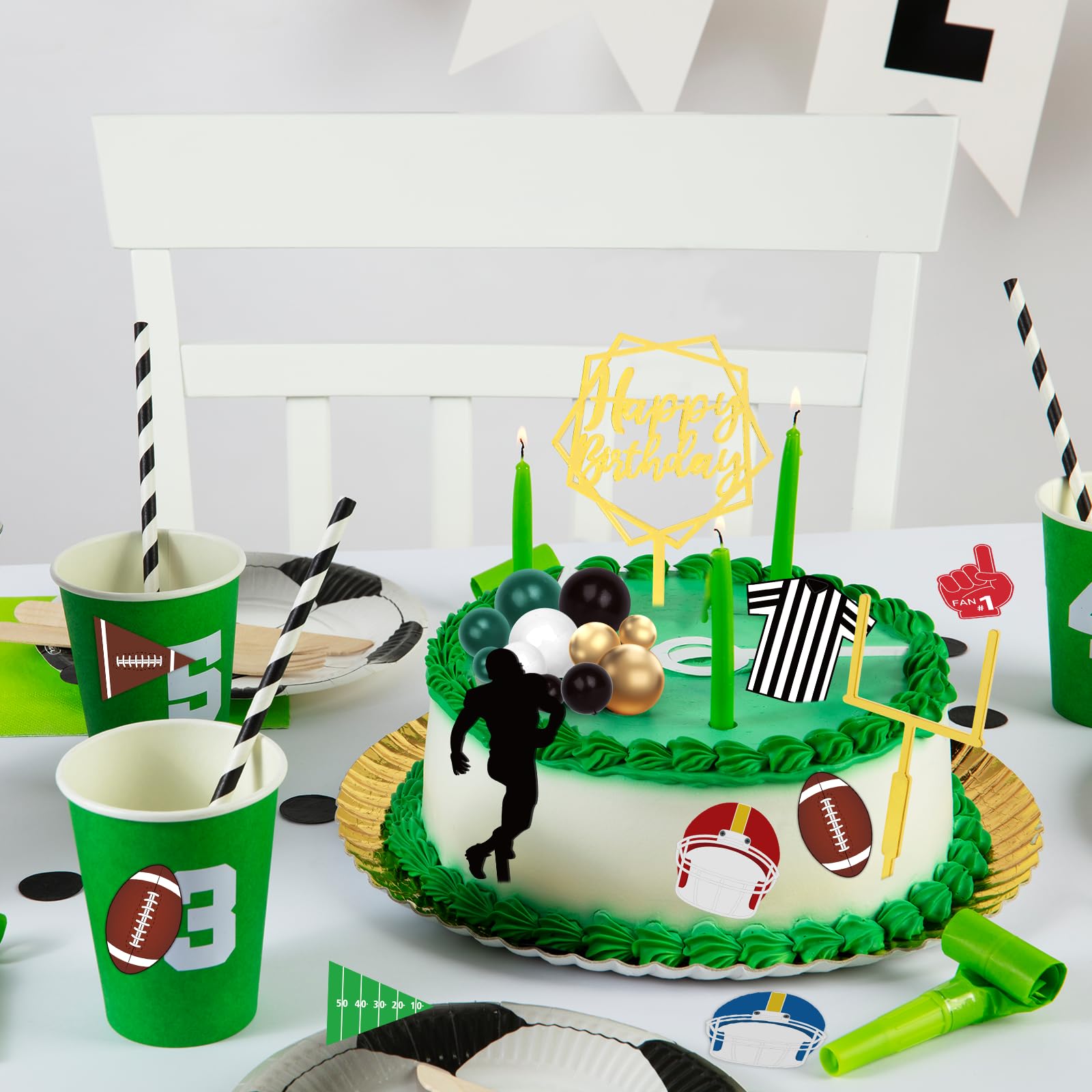 Hooqict 28-Piece Football Cake Toppers Set – Game Day Party Decor for Birthday Cakes