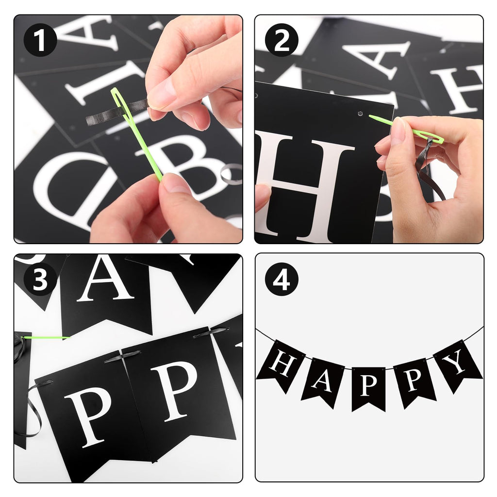 Hooqict Black Happy Birthday Banner - Backdrop for Wall & Party Decor