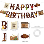 Hooqict Western Happy Birthday Banner | Cowboy Party Decorations for Wild West Celebrations