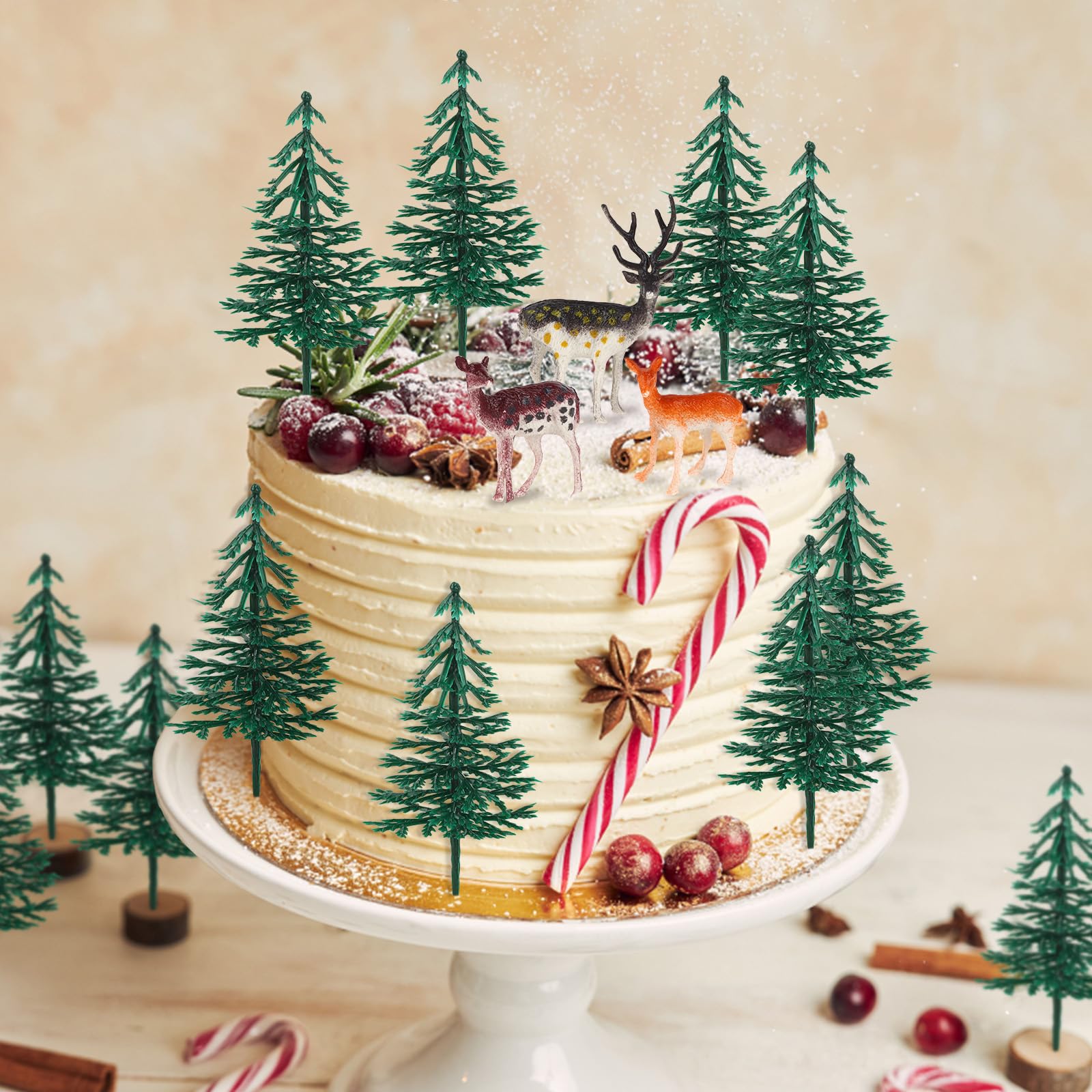 Hooqict 15Pcs Deer Christmas Cake Toppers – Woodland Decorations