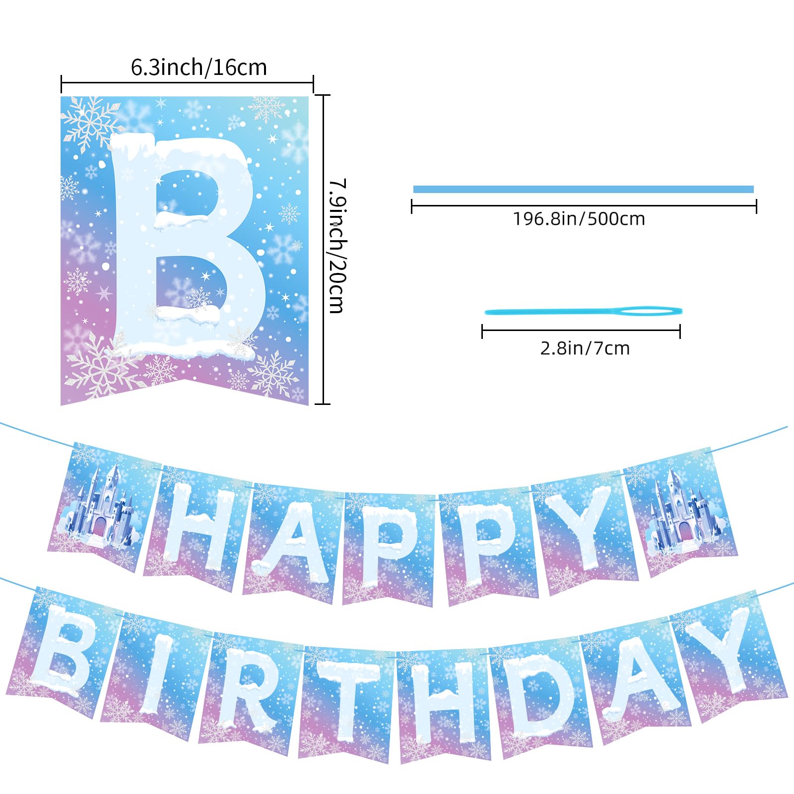 Hooqict Frozen Happy Birthday Banner – Winter Wonderland Party Decor