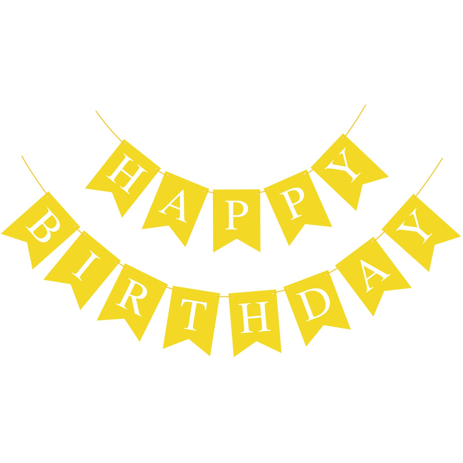 Hooqict Yellow Happy Birthday Banner Backdrop – Birthday Party Garland Flags for Wall, Yard & Photo Backdrops