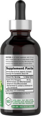 Horbäach Organic Oil of Oregano Drops 4 fl oz – Vegan, Non-GMO, Gluten Free