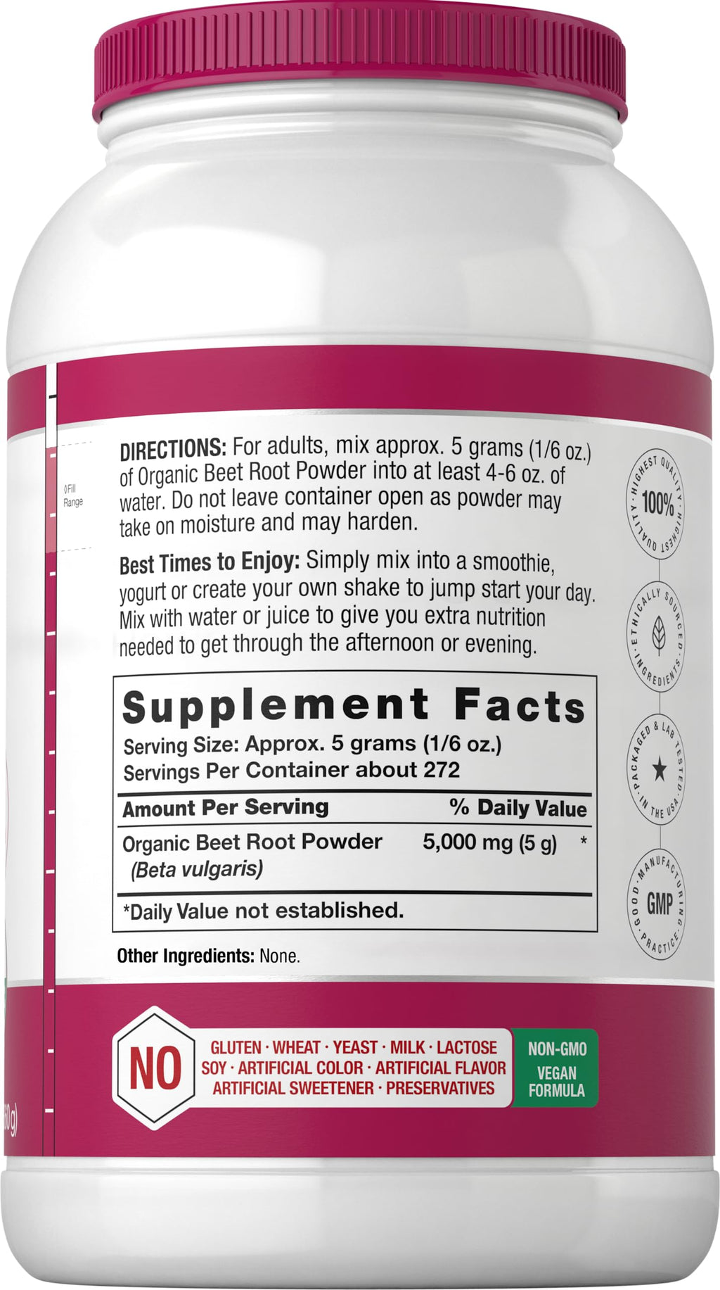 Horbäach Bio-Rote-Bete-Pulver | 1,36 kg Großpackung Nahrungsergänzung | Rohes Superfood | Vegane, gentechnikfreie und glutenfreie Formel