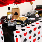 Hosuly 3 Pcs Casino Theme Poker Tablecloths — 51 x 108 Inch Disposable Black Table Covers
