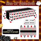 Hosuly 3 Pcs Casino Theme Poker Tablecloths — 51 x 108 Inch Disposable Black Table Covers