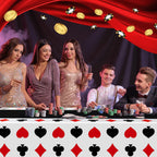 Hosuly 3 Pcs Casino Theme Poker Tablecloths — 51 x 108 Inch Disposable Black Table Covers
