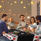 Hosuly 3 Pcs Casino Theme Poker Tablecloths — 51 x 108 Inch Disposable Black Table Covers