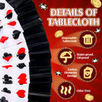 Hosuly 3 Pcs Casino Theme Poker Tablecloths — 51 x 108 Inch Disposable Black Table Covers