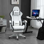 Vinsetto Computer Gaming Chair, PU Leather Desk Chair with Footrest, Swivel Task Chair with 135\'c2\'b0 Reclining Back and Lumbar Support, PC Chair for Adults, White and Black