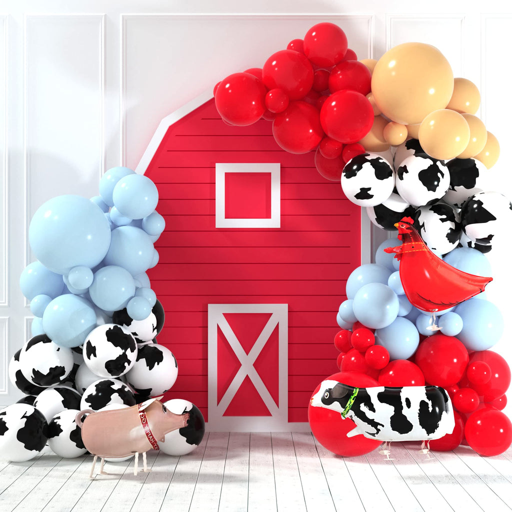 HOUSE OF PARTY Cow Balloons Garland – 110 Pcs Farm Cow Print Balloon Arch for Kids Parties