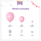 HOUSE OF PARTY Pastel Pink Balloons – 89-Piece Garland Kit (5/12/18in) for Valentine’s Day, Birthdays & Weddings