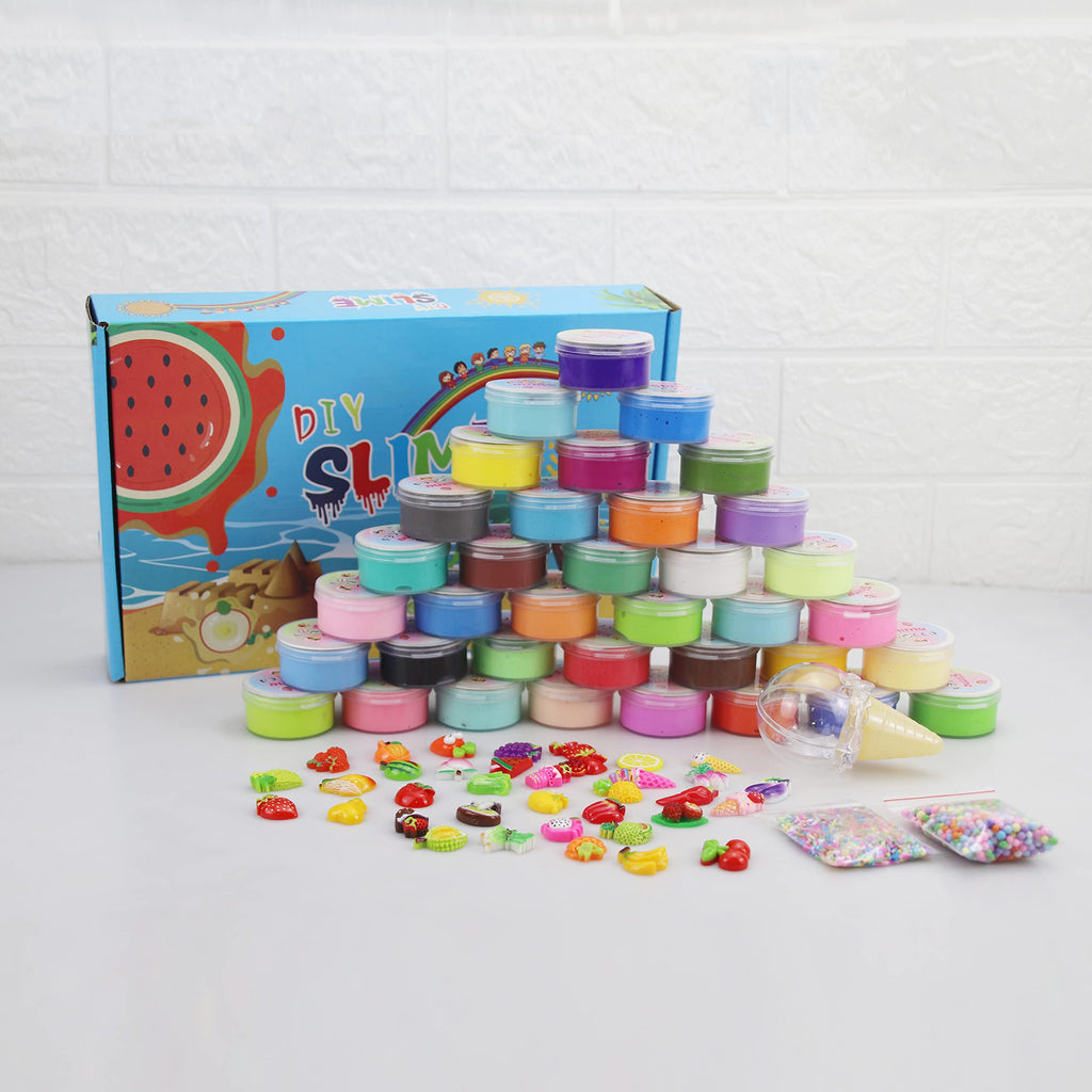 Howlaiwoo 36 Pack Mini Butter Slime Kit with Funny Fruits Charms – Soft, Non-Sticky Slime Party Favors