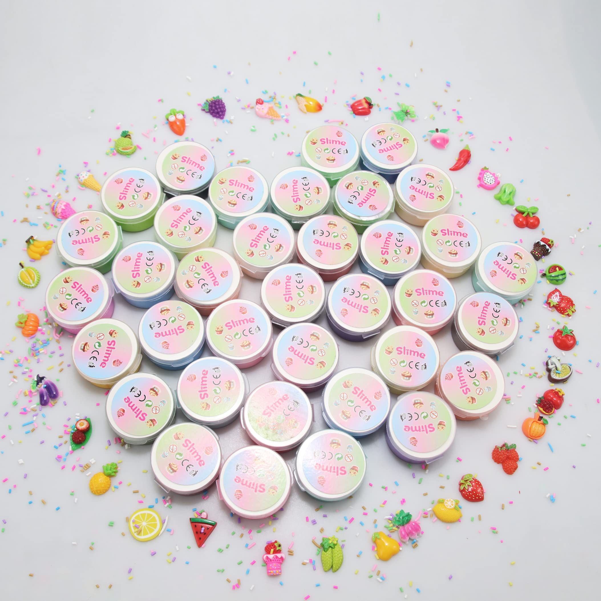 Howlaiwoo 36 Pack Mini Butter Slime Kit with Funny Fruits Charms – Soft, Non-Sticky Slime Party Favors