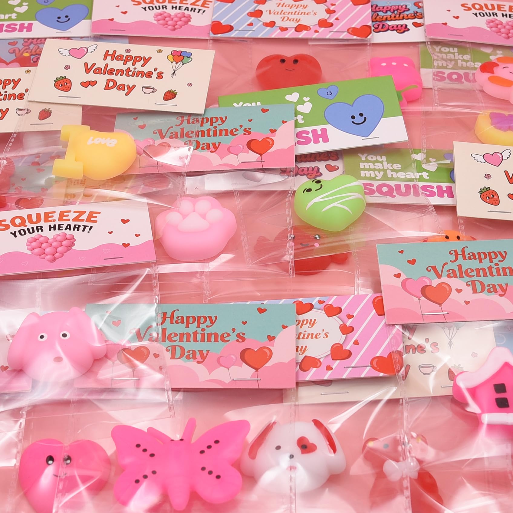 Howzcci 24-Pack Valentines Cards with Mochi Squishy Toys – Kids Party Favors