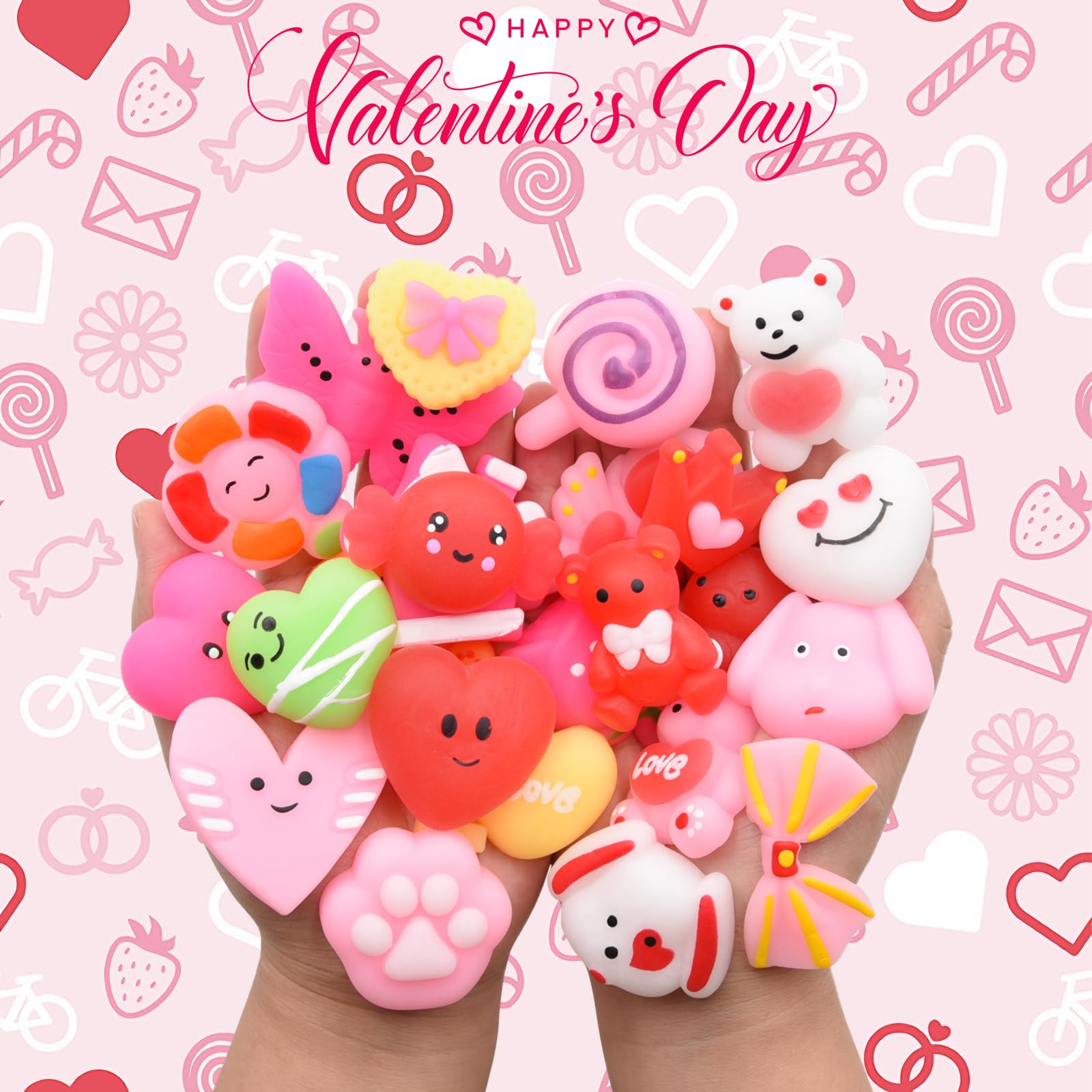 Howzcci 24-Pack Valentines Cards with Mochi Squishy Toys – Kids Party Favors