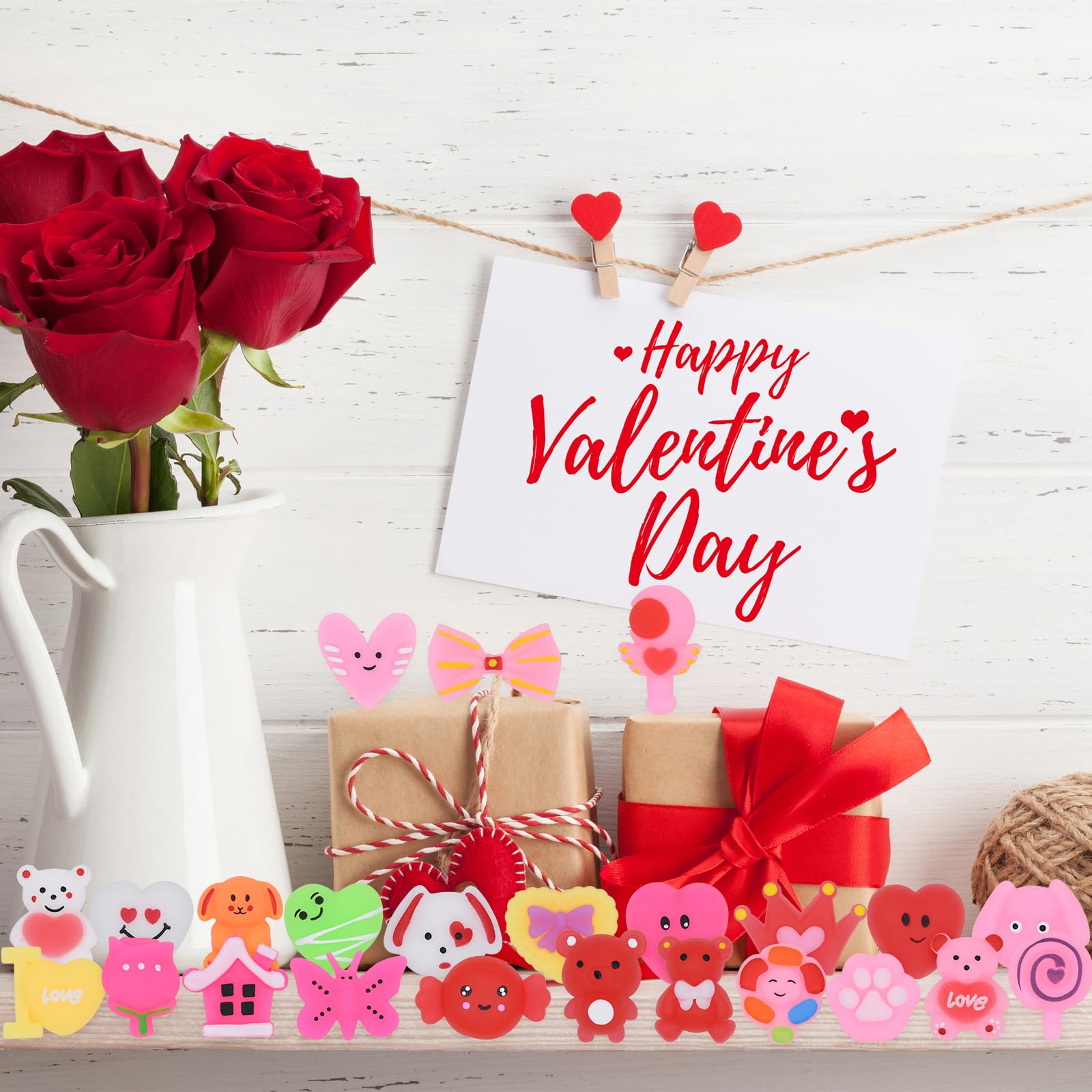 Howzcci 24-Pack Valentines Cards with Mochi Squishy Toys – Kids Party Favors