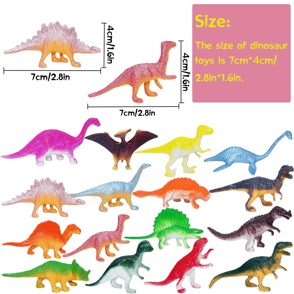 HOXBUR 64Pcs Mini Dinosaur Figures – Cake Toppers & Easter Egg Fillers