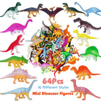 HOXBUR 64Pcs Mini Dinosaur Figures – Cake Toppers & Easter Egg Fillers