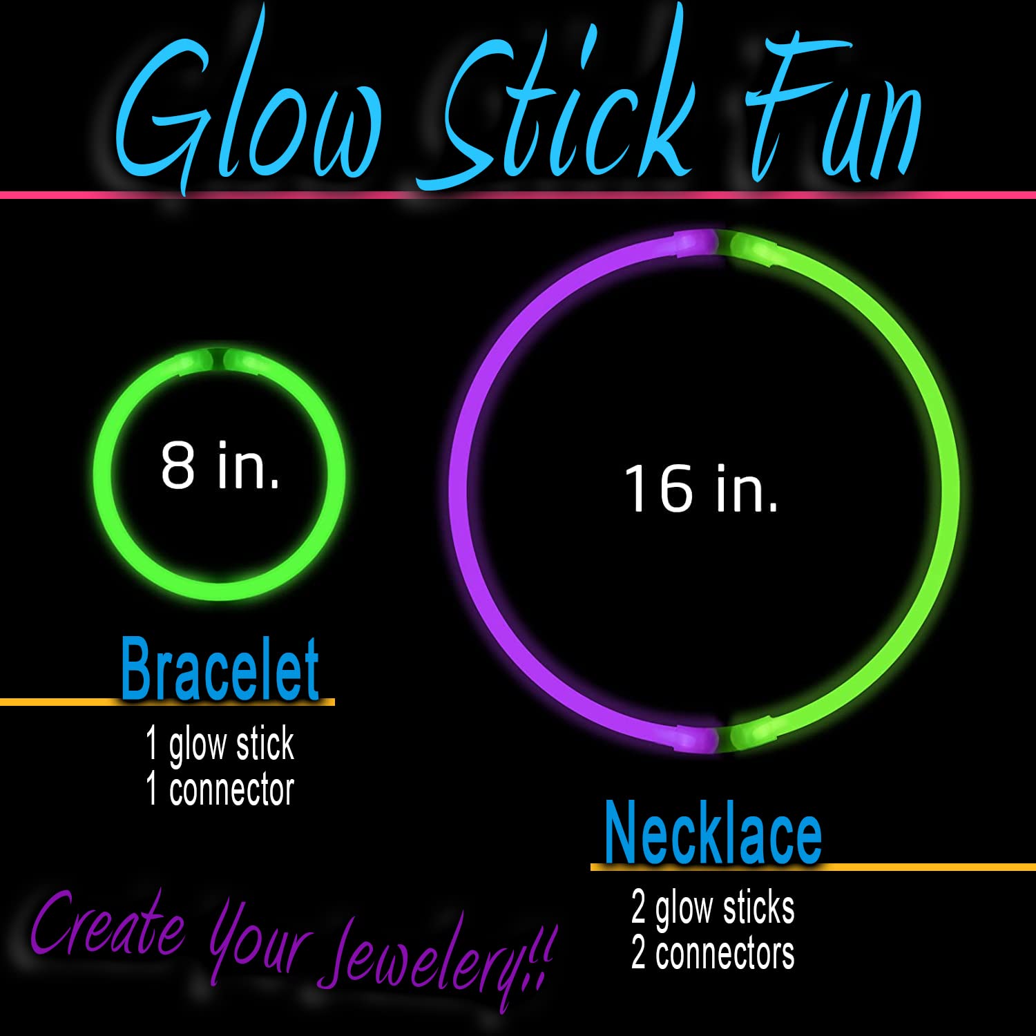 HSGUS 240 Glow Sticks Pack – Neon Party Favors & Glow Accessories