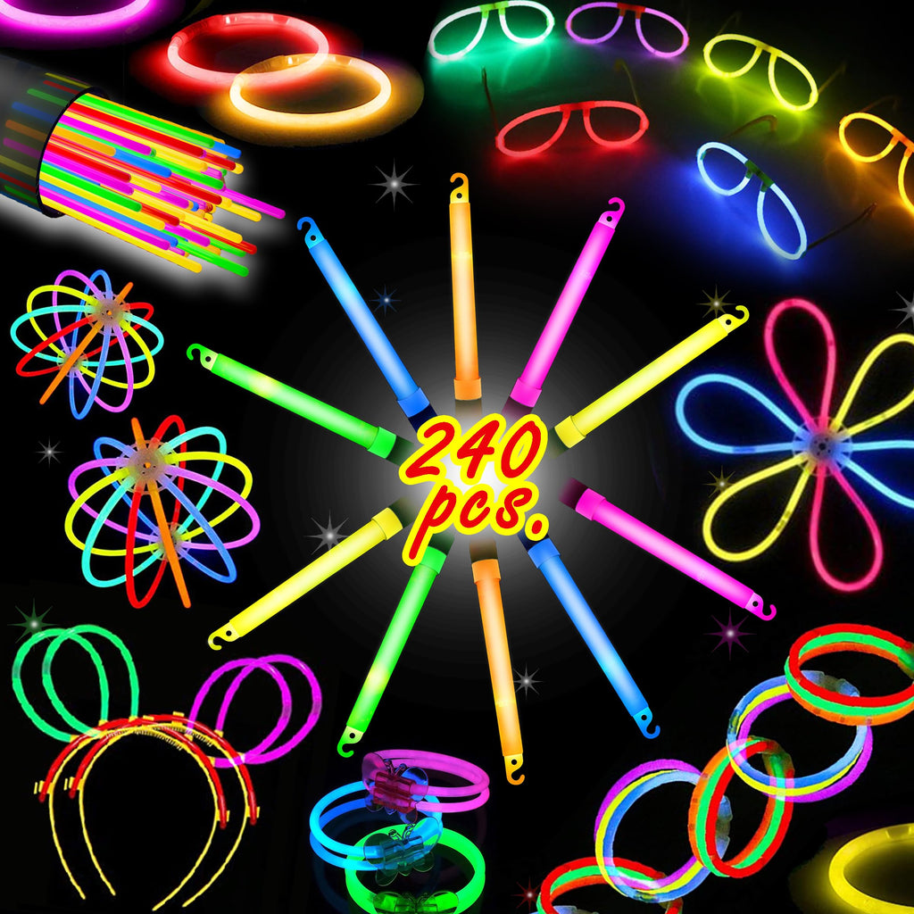 HSGUS 240 Glow Sticks Pack – Neon Party Favors & Glow Accessories