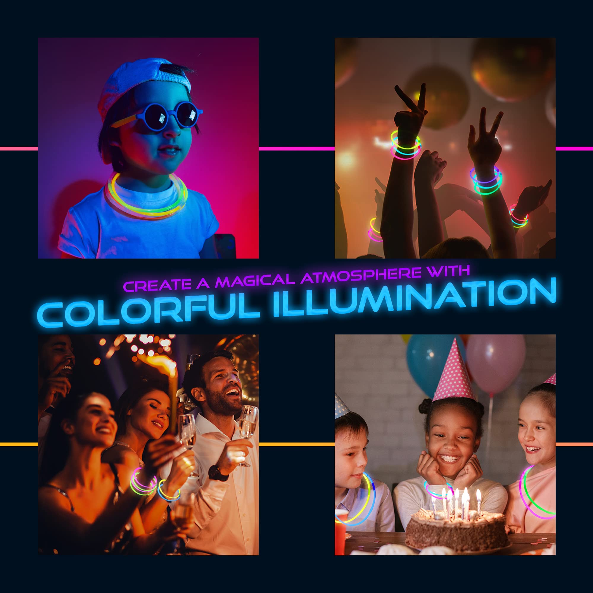 HSGUS 240 Glow Sticks Pack – Neon Party Favors & Glow Accessories
