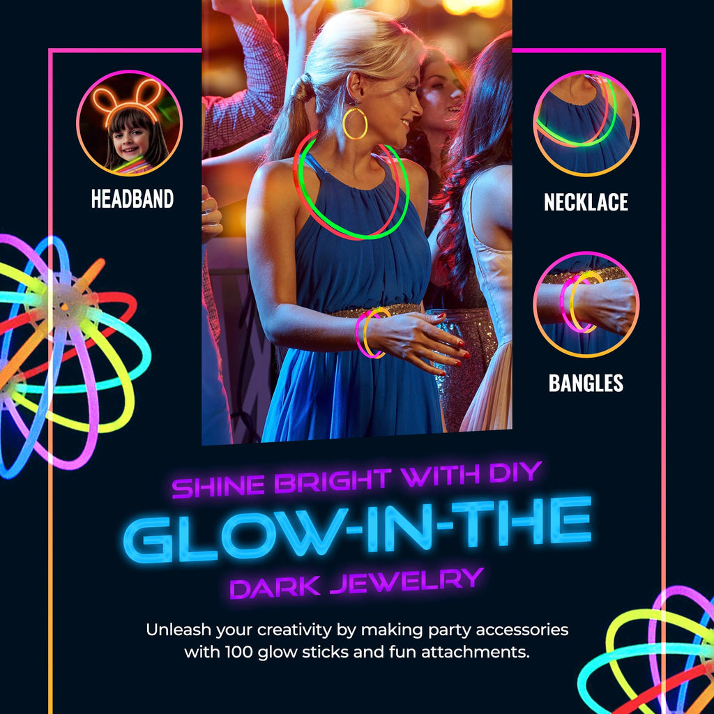 HSGUS 240 Glow Sticks Pack – Neon Party Favors & Glow Accessories