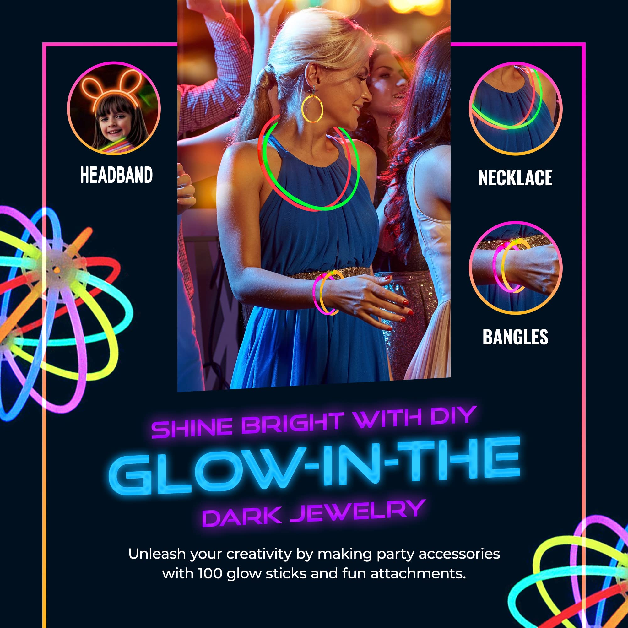 HSGUS 240 Glow Sticks Pack – Neon Party Favors & Glow Accessories