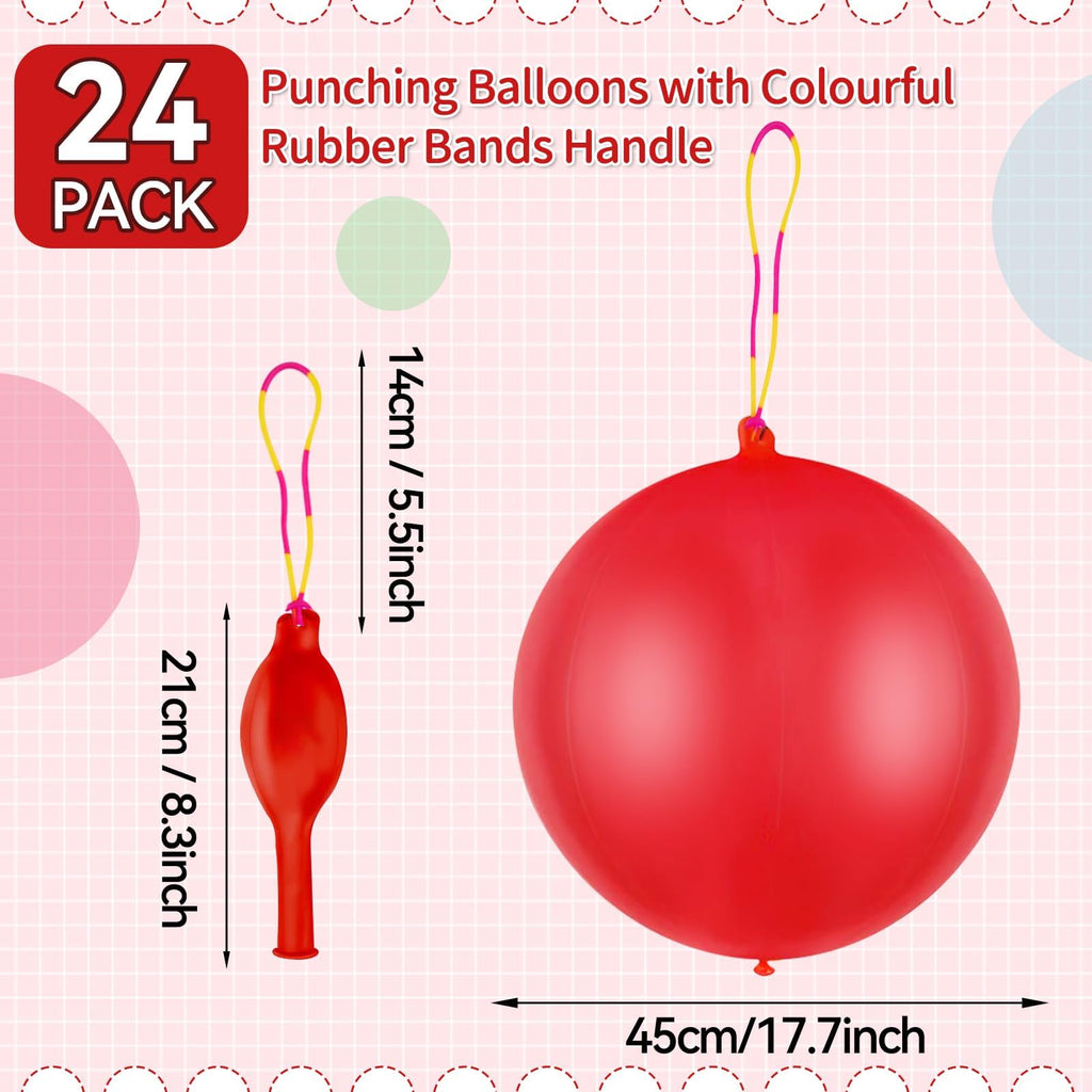 HSLCGF 24 Red Punch Balloons with Rubber Band Handle – Heavy Duty Party Favors