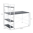 HOMCOM Computer Desk with Storage Shelves on Left or Right, Industrial Reversible Writing Desk for Home Office, Study, Easy Assembly, 120 x 64 x 121cm, Black and White