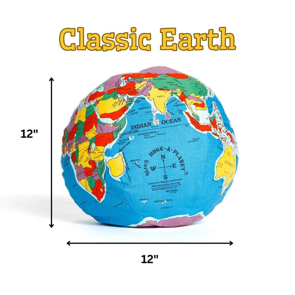 Hugg-A-Planet Classic Political Earth — Plush Globe Toy for Newborns and Up
